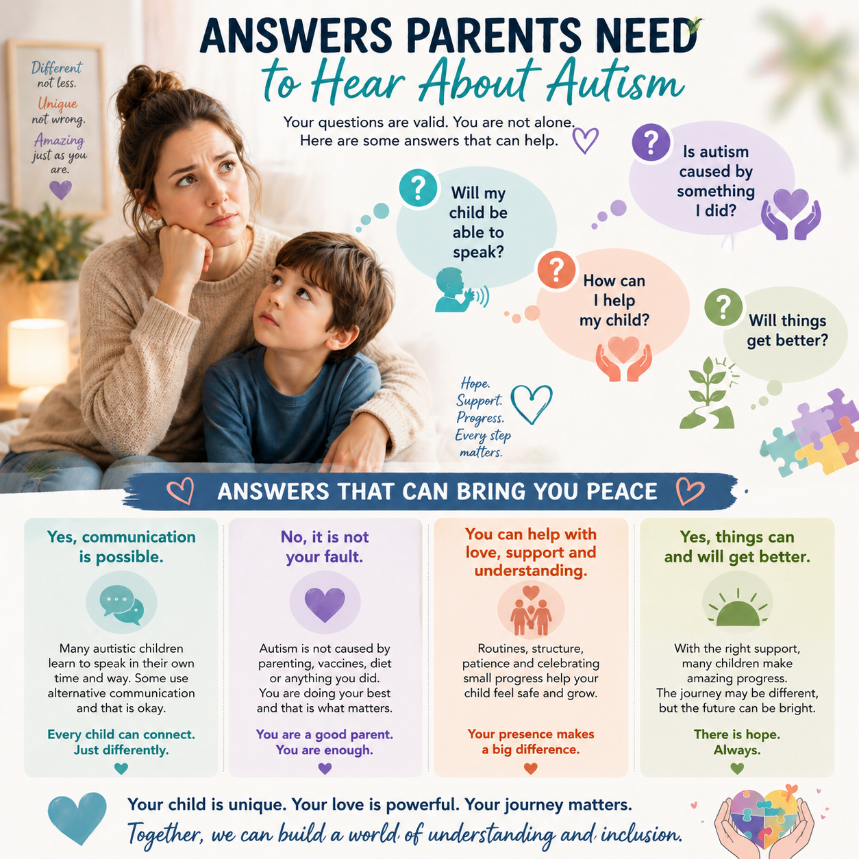 Answers to common autism questions for parents — from early signs and screening to therapies, IEP supports, and long-term outcomes