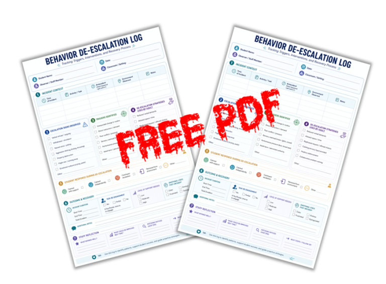 Free Behavior De-Escalation Log for Special Education Teachers 2026