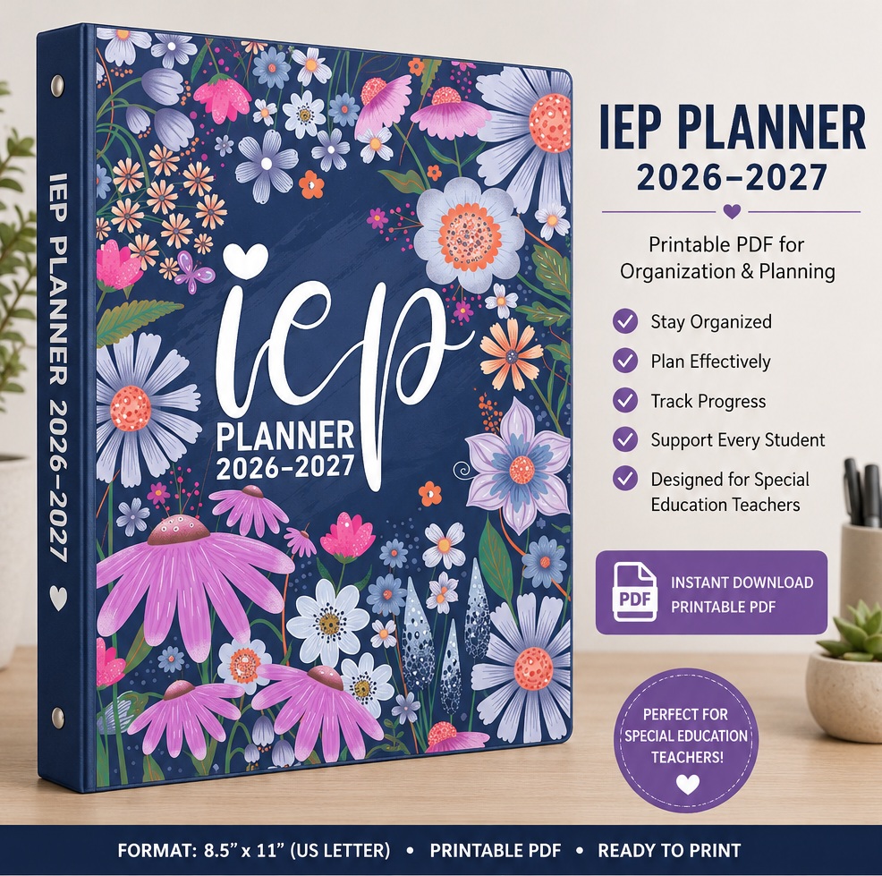 IEP Planner 2026-2027 mockup showing the caseload management and IEP tracking pages