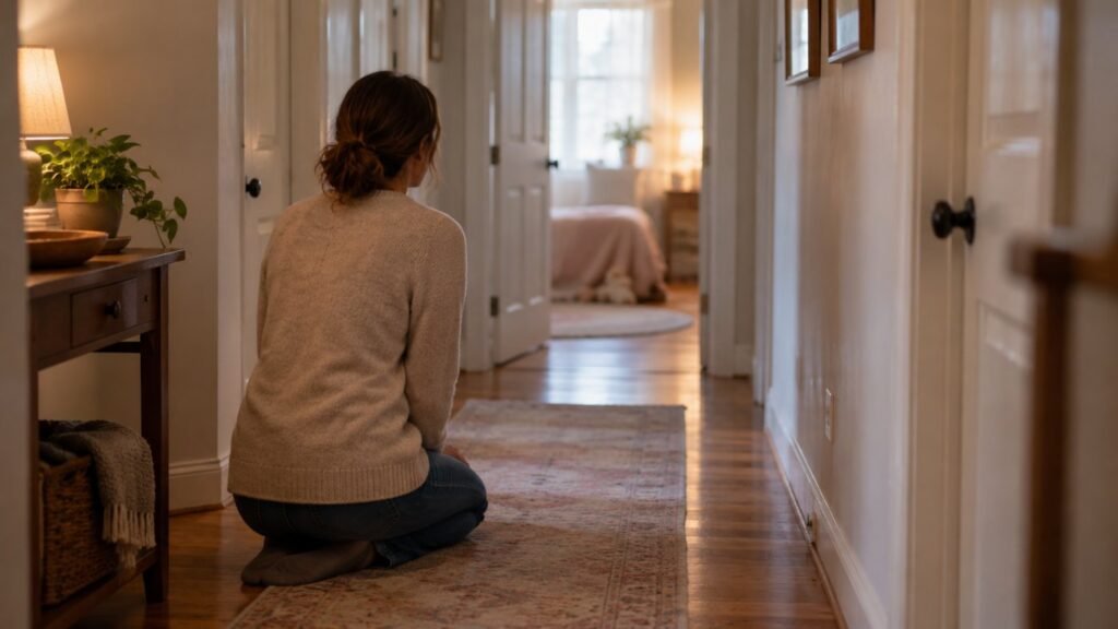 A calm adult giving space during aggression in autistic children