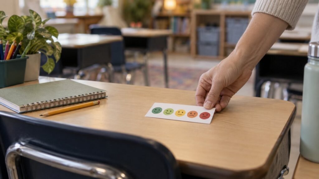 A daily check-in card helps teachers notice anxiety in the classroom