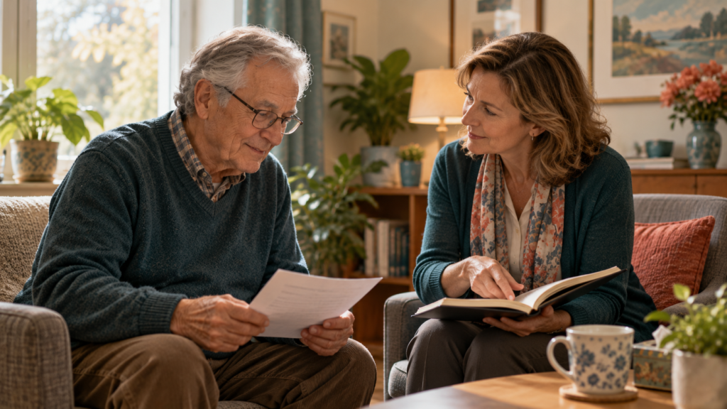 Autism in older adults: a man in his 70s discussing a late autism diagnosis with a psychologist