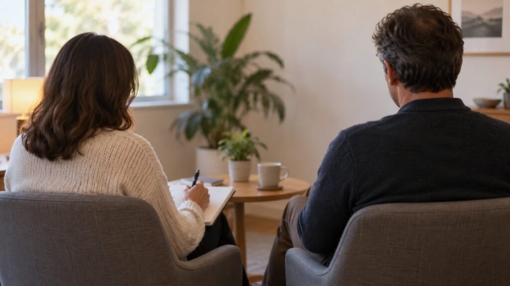 A calm one to one meeting to discuss accommodations for autism in the workplace