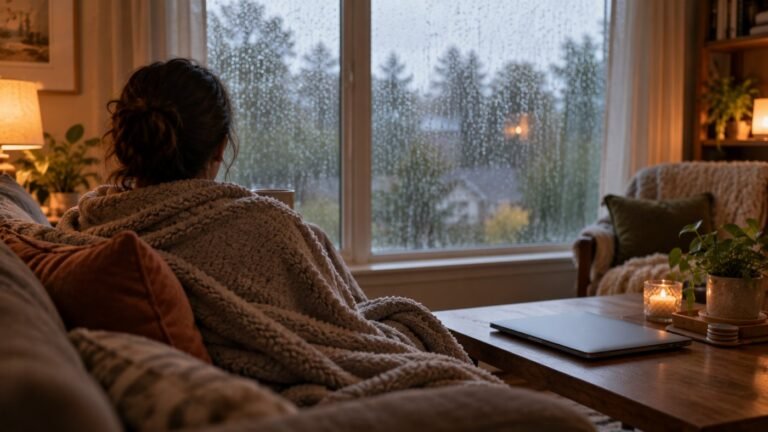 Adult resting with headphones
