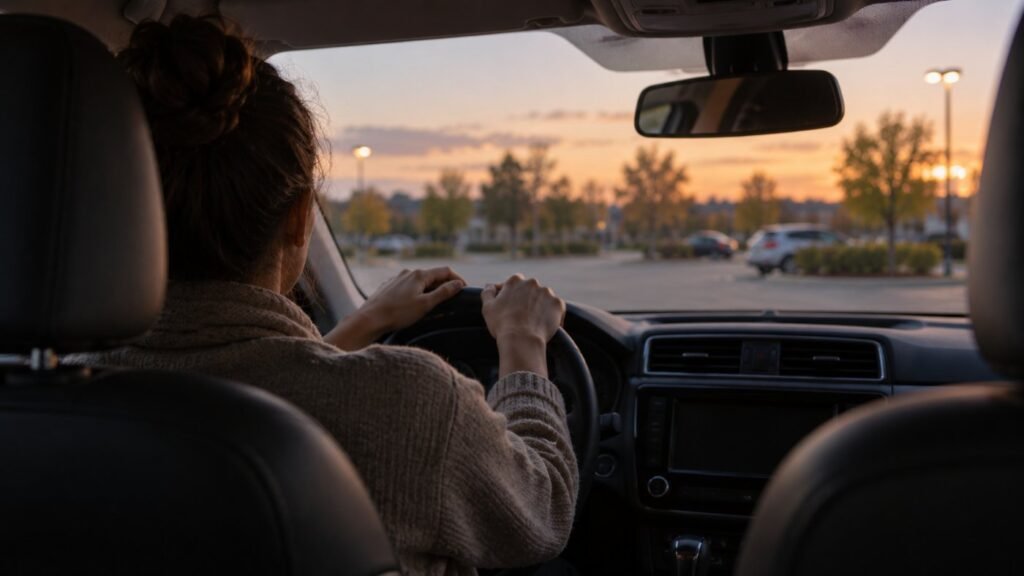Autistic shutdown in adults: an adult rests alone in a parked car after an overwhelming day