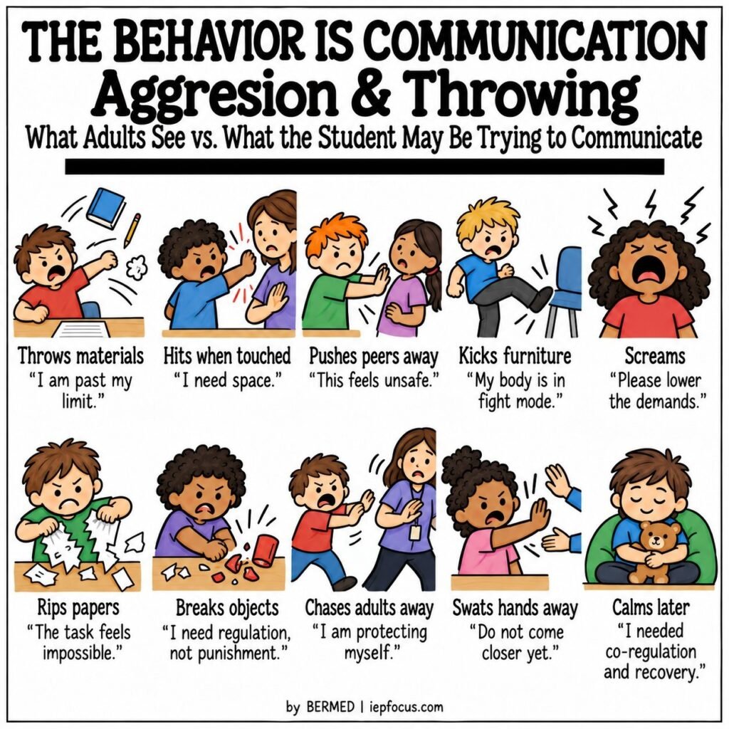 Behavior is communication: aggression and throwing, what adults see vs what the student may be trying to communicate
