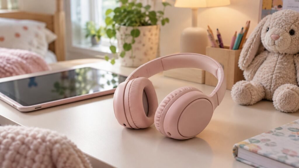 Kids noise canceling headphones at home for sensory support
