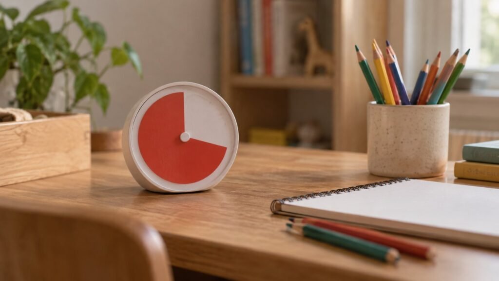 Best visual timers for kids with ADHD on a homework desk