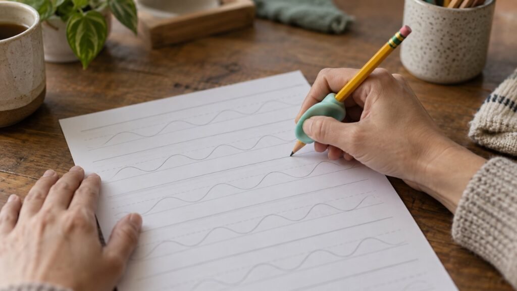 Pencil grip used to support fine motor IEP goals