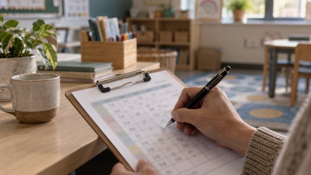 Functional behavior assessment: a teacher recording classroom observations