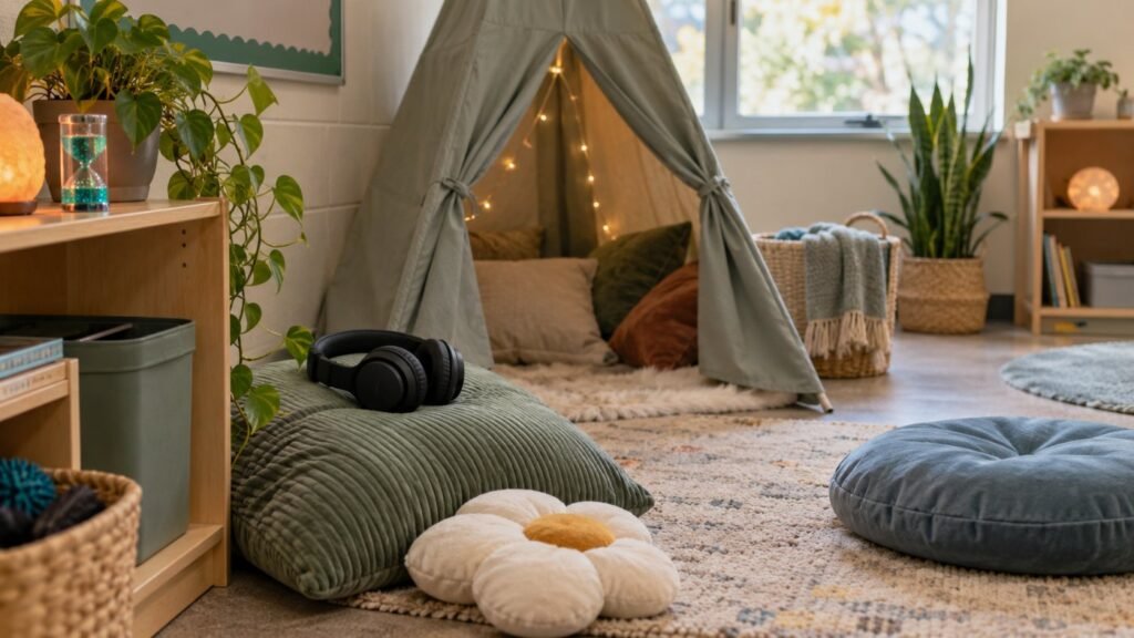 A decompression space supports students with PDA in the classroom
