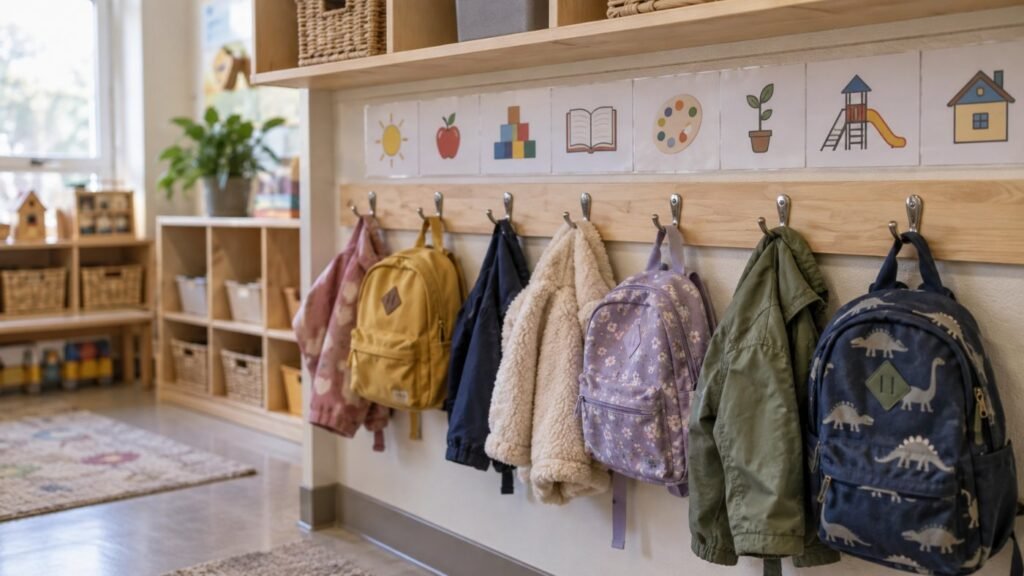 Preschool cubbies and visual schedule for preschool IEP goals