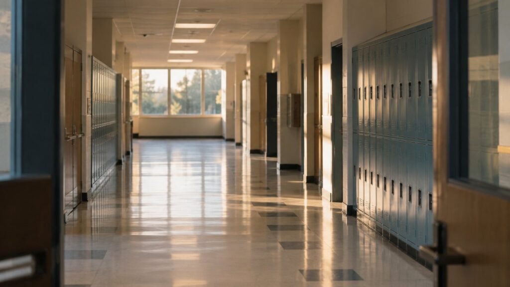 School refusal in autistic children: an empty school hallway in the morning