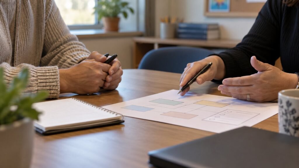 Parent and school meeting to plan a gradual return for school refusal