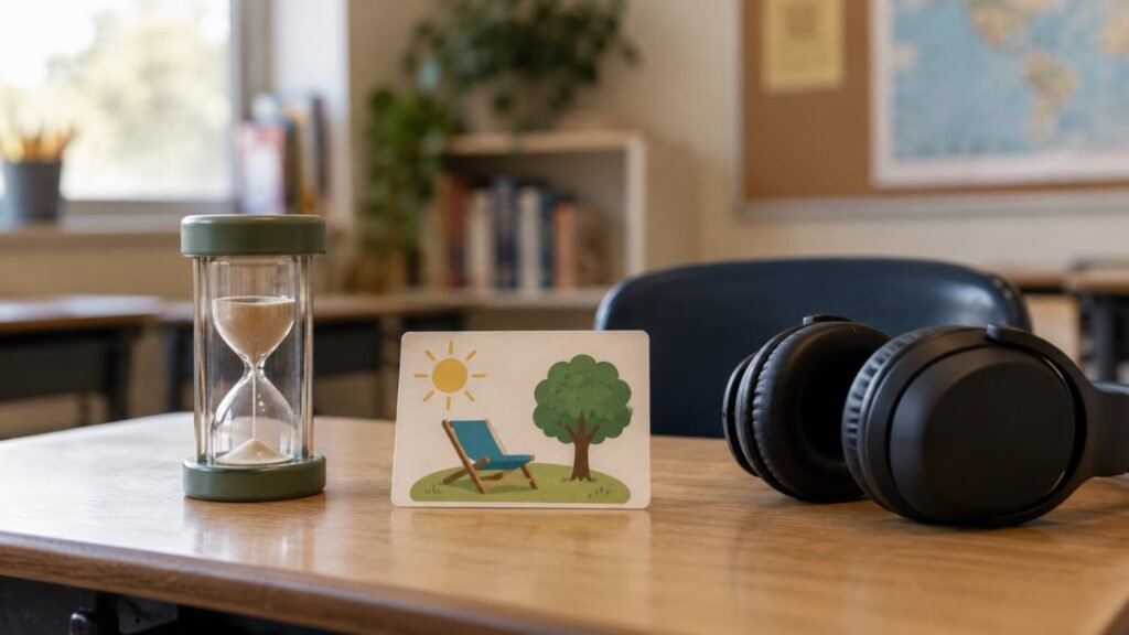 Break card and timer for sensory breaks in the classroom
