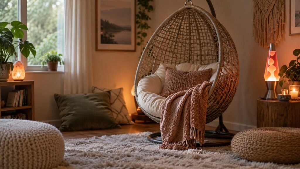 A sensory corner at home where stimming in autistic children is welcome