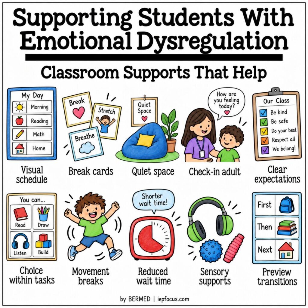 Classroom supports that help students with emotional dysregulation