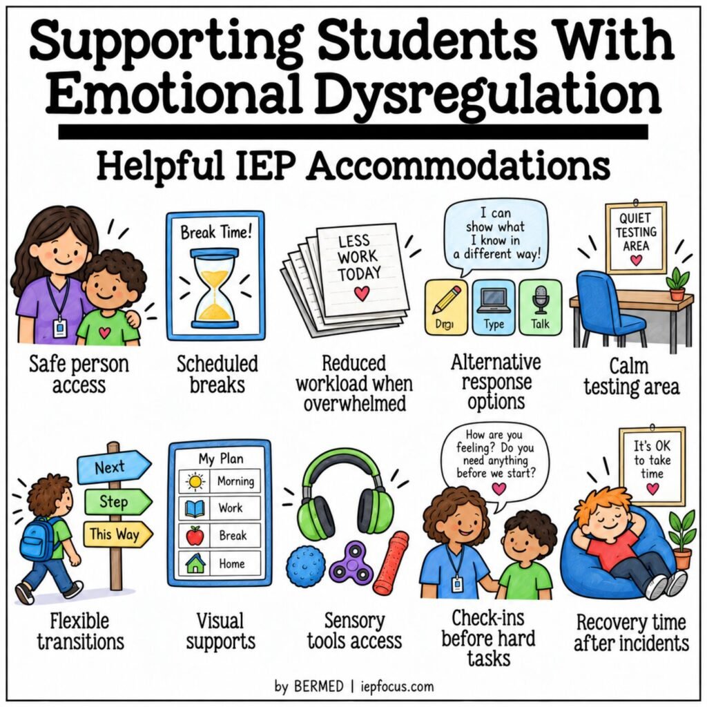 Helpful IEP accommodations for emotional dysregulation